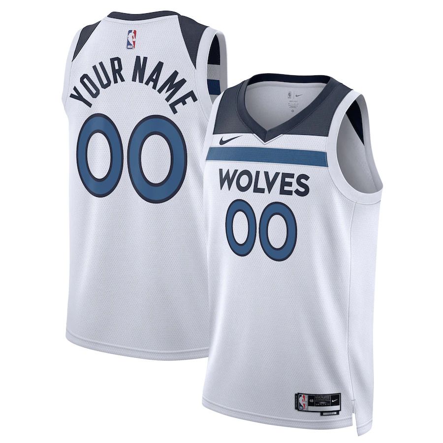 Men Minnesota Timberwolves Nike White Association Edition 2022-23 Swingman Custom NBA Jersey